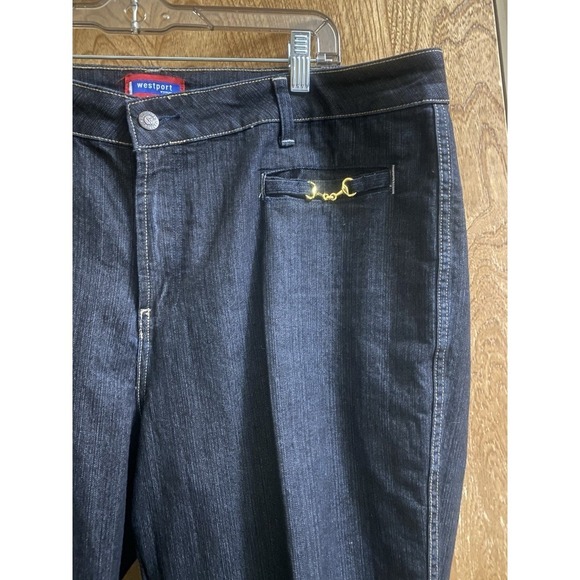 Vintage Westport Jeans Dark Wash Straight Leg Gold Hardware Size 20W Plus - Picture 3 of 14
